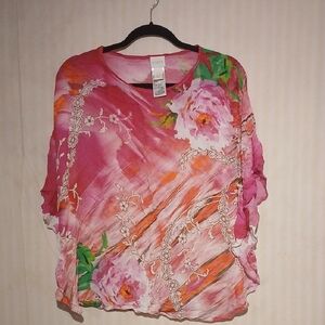 Chico's Pink and Orange Floral Blouse